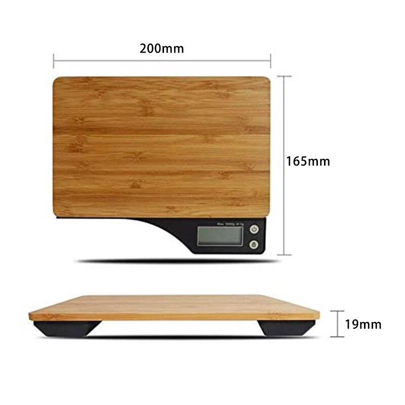 Digital Food Scale, Natural Bamboo Platform, Tare Function and Capacity for Grams and Ounces of Digital Kitchen Scale