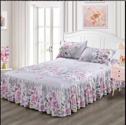 Classic Double Layer Skirt Bedding Set Flower Printing Bed Shirts Bed Linen 3pcs/set Pastoral Bed Sheet Home textile Pillowcase