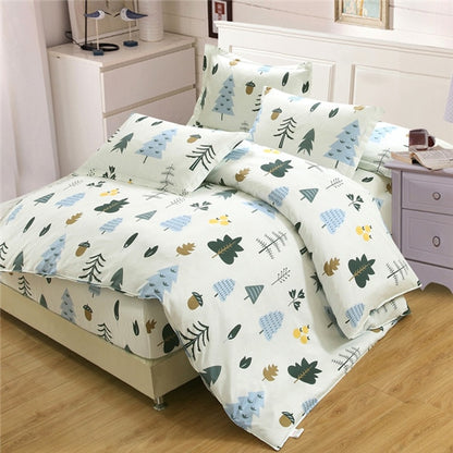 100% Cotton Nordic Style Bedding Set 4pcs Quilt Cover Geometric King Queen Twin Duvet Cover Bed sheet Fitted sheet Pillowcase