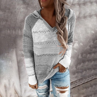 Women's autumn and winter new knitted hoodies with hooded sweaters for women
