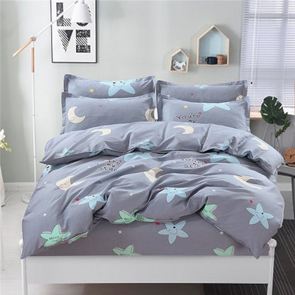 100% Cotton Nordic Style Bedding Set 4pcs Quilt Cover Geometric King Queen Twin Duvet Cover Bed sheet Fitted sheet Pillowcase