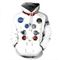 QNPQYX Women Man Winter Streetwear Hoodies Tops 3D Astronaut Space Suit Pullover Sweatshirt Terror Pocket Outwear Warm Hoodies