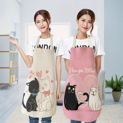 1Pcs Cotton and linen creative European and American cartoon cute cat apron