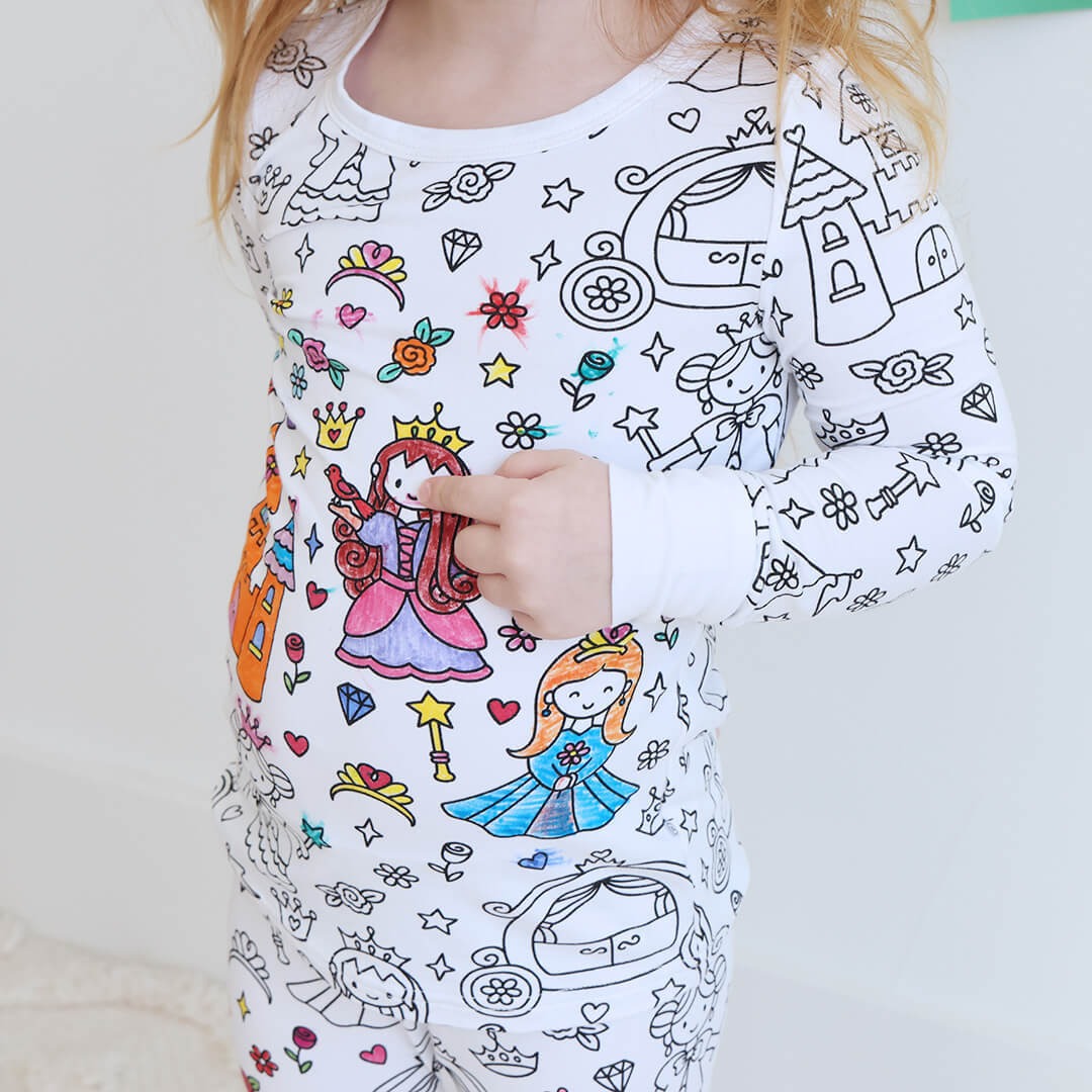 Children's graffiti pajamas DIY hand-painted colorable set for home decor coloring pajama sets