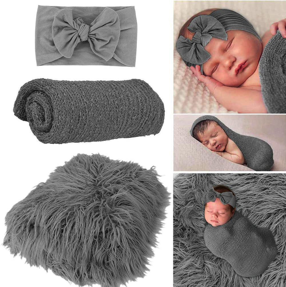 3pcs Baby Photography Props Photo Wraps Studio Photography Blankets 100-Day Baby Photo Props