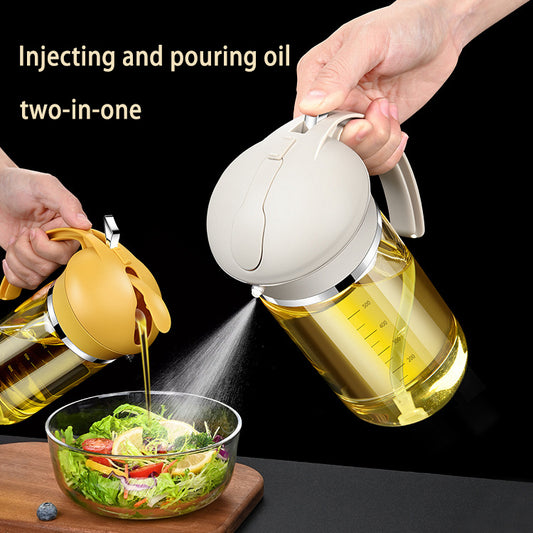 Food Grade Oil Pot Dual Use Glass Oil Spray Bottle Household Spray Sesame Oil Bottle Automatic Opening and Closing