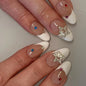 Wearable nails white French style wearable nails finished silver three-dimensional five-pointed star nail stickers wearable