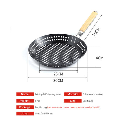 Camping Vegetables Pancake Folding BBQ Barbecue Plate Circular Non stick BBQ Barbecue Basket