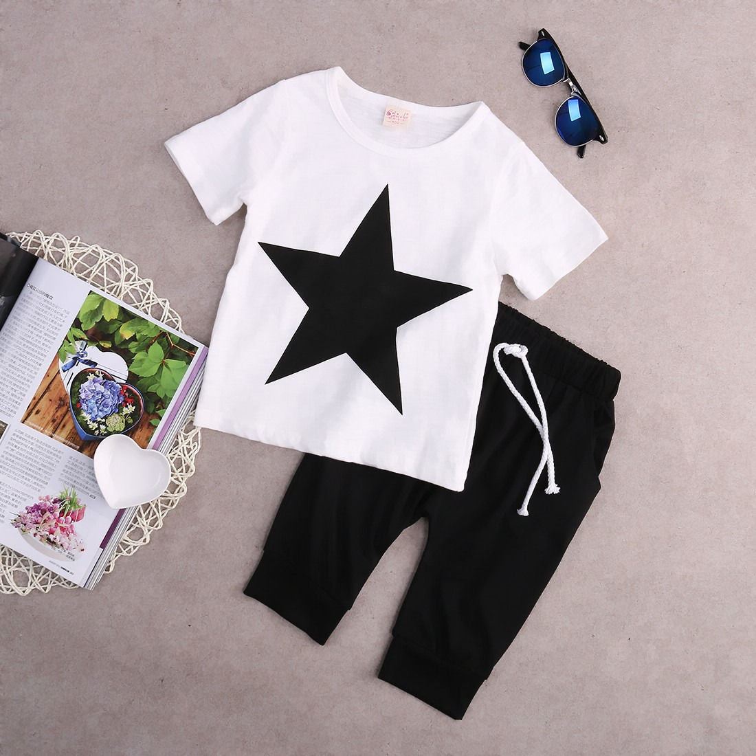 Toddler Kids Baby Boys Clothes Star T-shirt Tops Harem Pants 2pcs Outfits Clothing Set 2-7Y