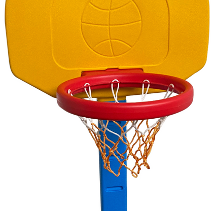 Children's outdoor indoor basketball frame toy sports red yellow and blue adjustable height